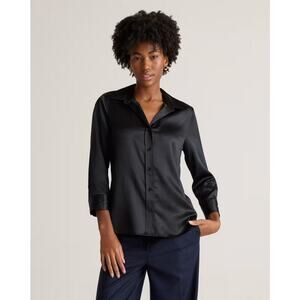 Quince 100% Washable Silk Three-Quarter Sleeve Shirt Medium NWT